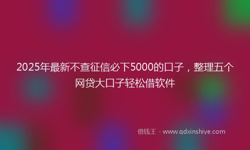 2025年最新不查征信必下5000的口子，整理五个网贷大口子轻松借软件