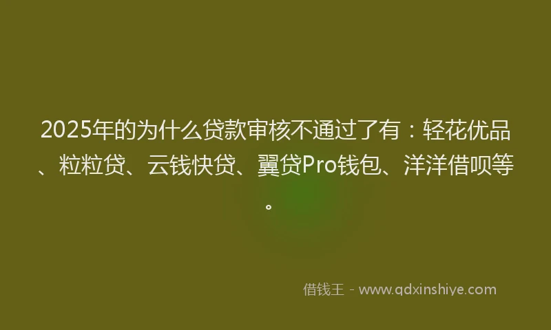 2025年的为什么贷款审核不通过了有：轻花优品、粒粒贷、云钱快贷、翼贷Pro钱包、洋洋借呗等。