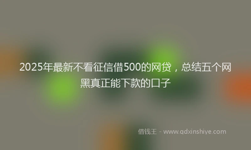 2025年最新不看征信借500的网贷，总结五个网黑真正能下款的口子