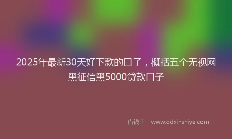 2025年最新30天好下款的口子，概括五个无视网黑征信黑5000贷款口子