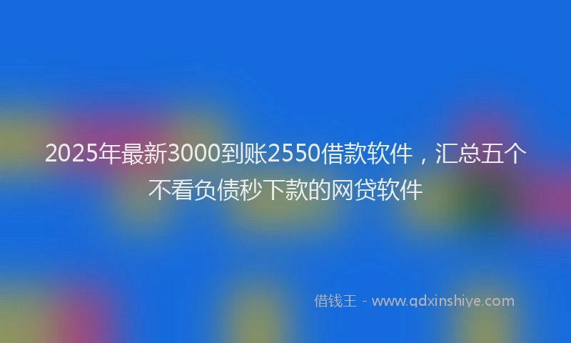 2025年最新3000到账2550借款软件，汇总五个不看负债秒下款的网贷软件