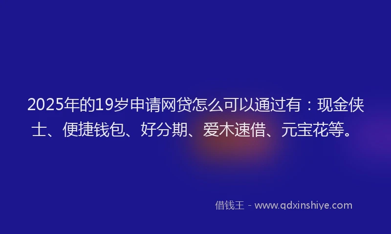 2025年的19岁申请网贷怎么可以通过有：现金侠士、便捷钱包、好分期、爱木速借、元宝花等。