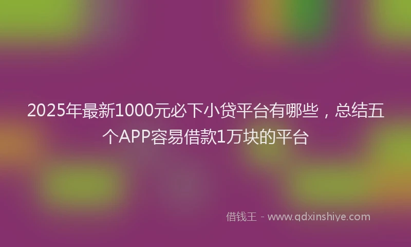 2025年最新1000元必下小贷平台有哪些，总结五个APP容易借款1万块的平台