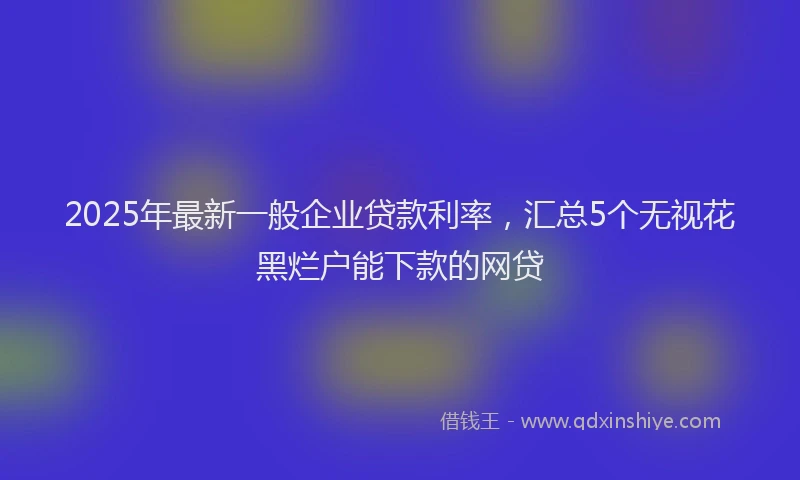 2025年最新一般企业贷款利率，汇总5个无视花黑烂户能下款的网贷