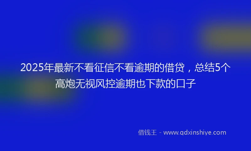 2025年最新不看征信不看逾期的借贷，总结5个高炮无视风控逾期也下款的口子