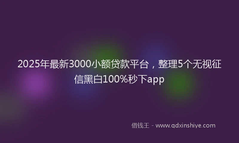 2025年最新3000小额贷款平台，整理5个无视征信黑白100%秒下app