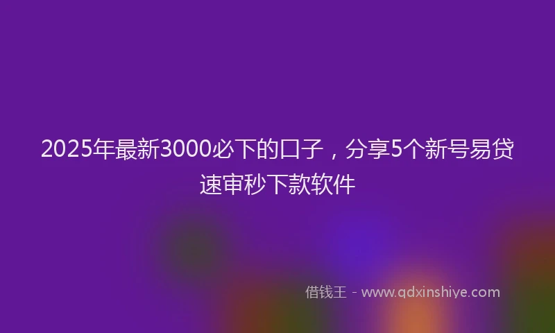 2025年最新3000必下的口子，分享5个新号易贷速审秒下款软件