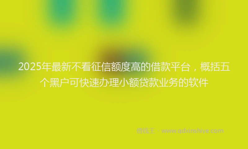 2025年最新不看征信额度高的借款平台，概括五个黑户可快速办理小额贷款业务的软件