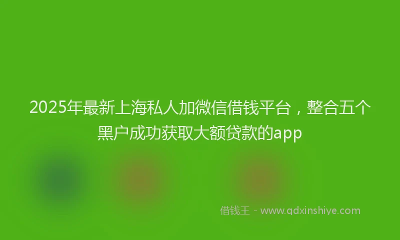 2025年最新上海私人加微信借钱平台，整合五个黑户成功获取大额贷款的app