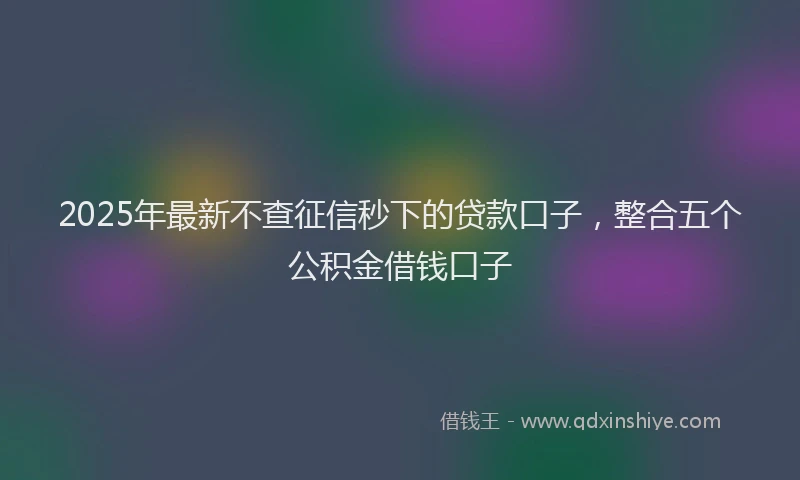 2025年最新不查征信秒下的贷款口子，整合五个公积金借钱口子