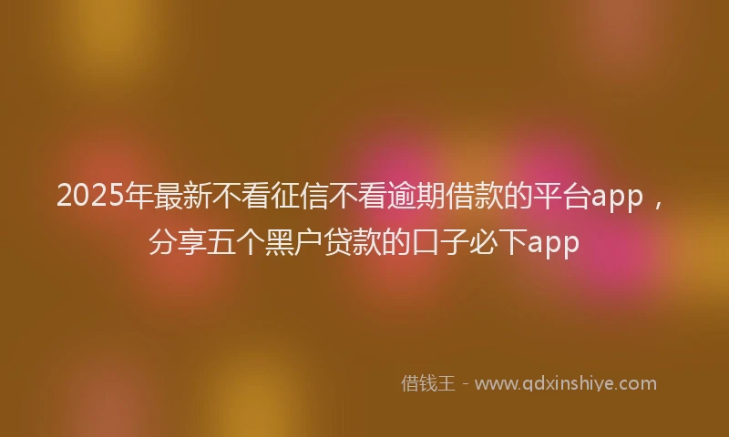 2025年最新不看征信不看逾期借款的平台app，分享五个黑户贷款的口子必下app