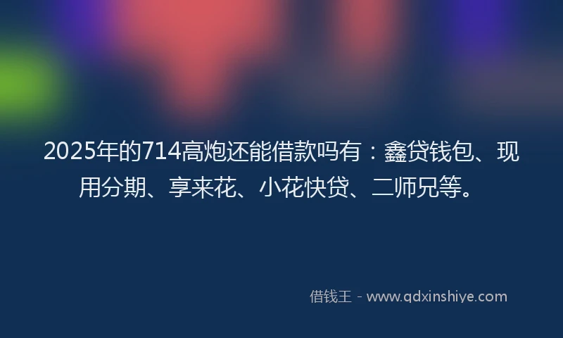 2025年的714高炮还能借款吗有：鑫贷钱包、现用分期、享来花、小花快贷、二师兄等。