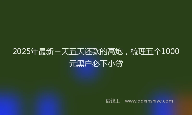 2025年最新三天五天还款的高炮，梳理五个1000元黑户必下小贷