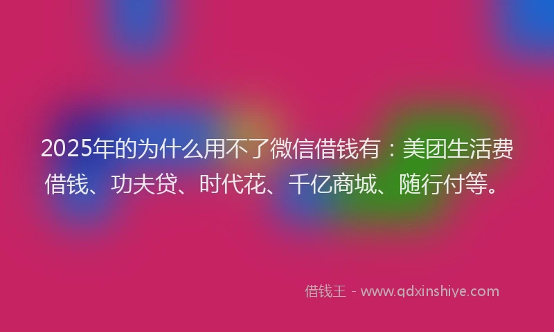 2025年的为什么用不了微信借钱有：美团生活费借钱、功夫贷、时代花、千亿商城、随行付等。