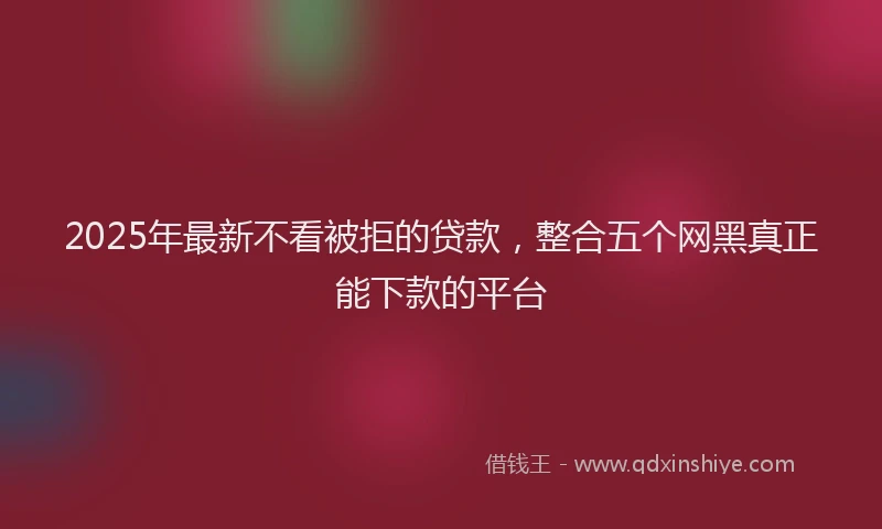 2025年最新不看被拒的贷款，整合五个网黑真正能下款的平台