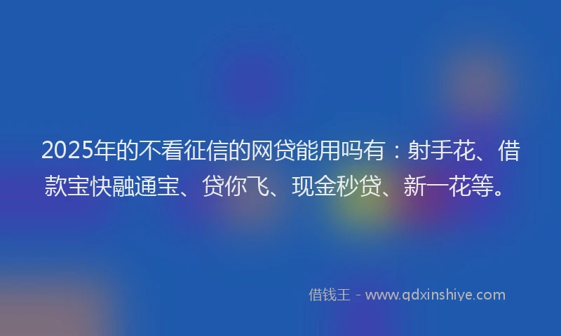 2025年的不看征信的网贷能用吗有：射手花、借款宝快融通宝、贷你飞、现金秒贷、新一花等。