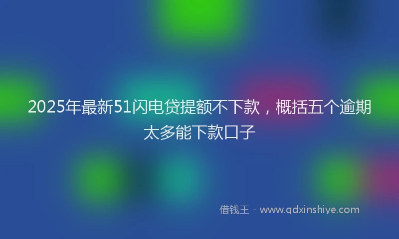2025年最新51闪电贷提额不下款，概括五个逾期太多能下款口子