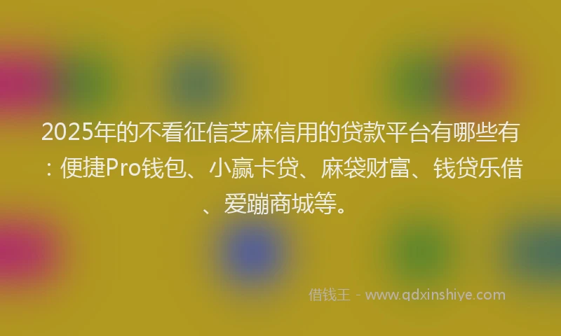 2025年的不看征信芝麻信用的贷款平台有哪些有：便捷Pro钱包、小赢卡贷、麻袋财富、钱贷乐借、爱蹦商城等。