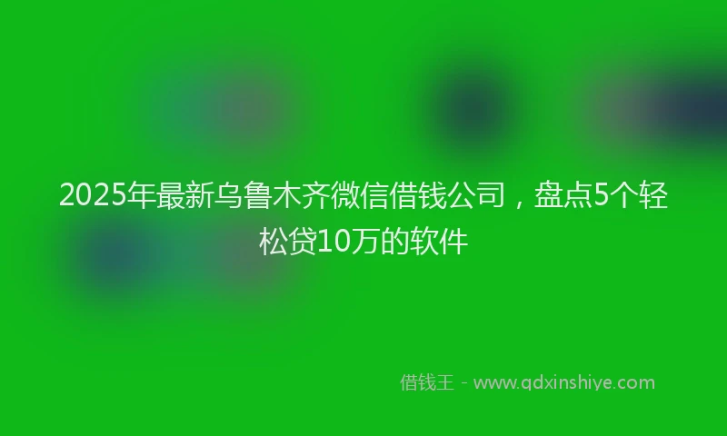 2025年最新乌鲁木齐微信借钱公司，盘点5个轻松贷10万的软件