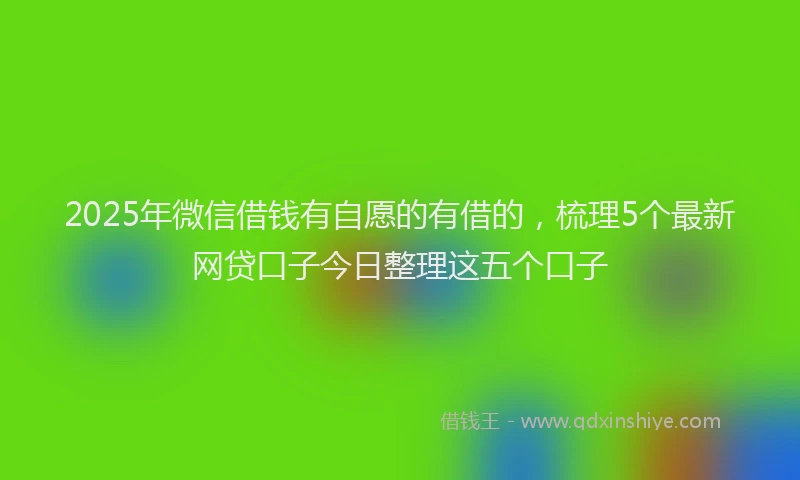 2025年微信借钱有自愿的有借的，梳理5个最新网贷口子今日整理这五个口子