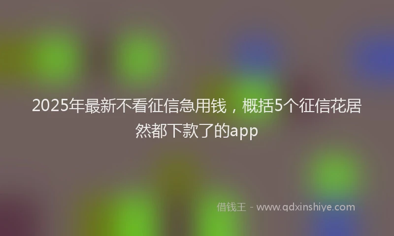 2025年最新不看征信急用钱，概括5个征信花居然都下款了的app