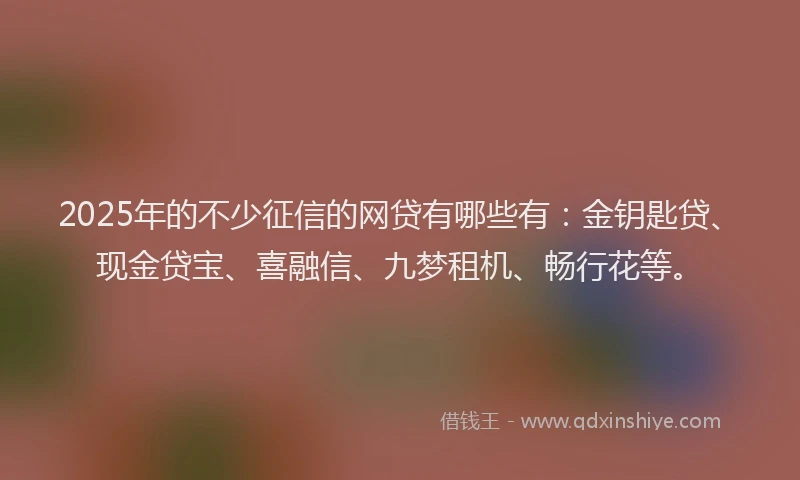 2025年的不少征信的网贷有哪些有：金钥匙贷、现金贷宝、喜融信、九梦租机、畅行花等。
