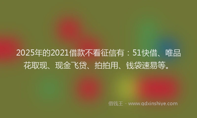 2025年的2021借款不看征信有：51快借、唯品花取现、现金飞贷、拍拍用、钱袋速易等。