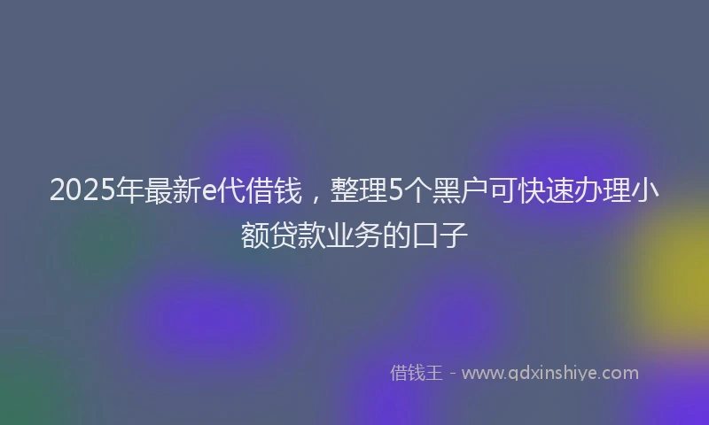 2025年最新e代借钱，整理5个黑户可快速办理小额贷款业务的口子