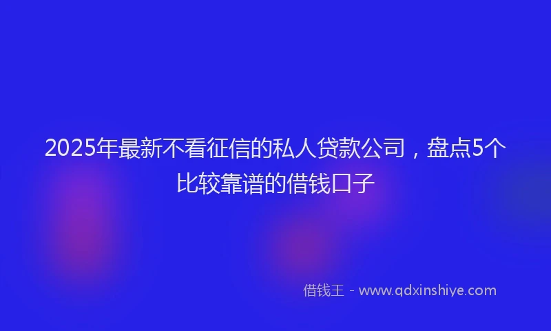 2025年最新不看征信的私人贷款公司，盘点5个比较靠谱的借钱口子