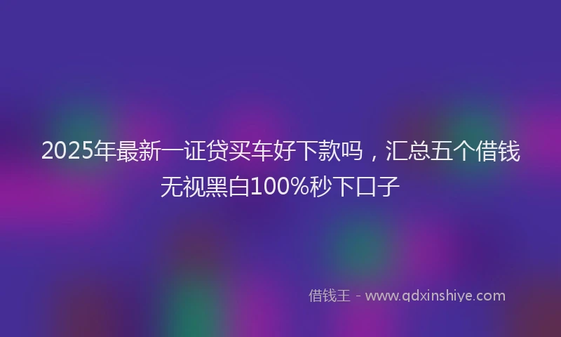 2025年最新一证贷买车好下款吗，汇总五个借钱无视黑白100%秒下口子