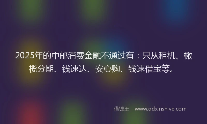 2025年的中邮消费金融不通过有：只从租机、橄榄分期、钱速达、安心购、钱速借宝等。