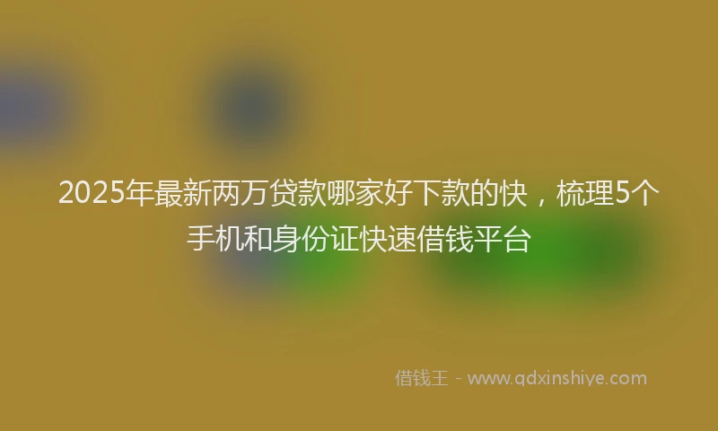 2025年最新两万贷款哪家好下款的快，梳理5个手机和身份证快速借钱平台