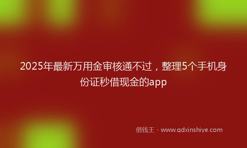 2025年最新万用金审核通不过，整理5个手机身份证秒借现金的app