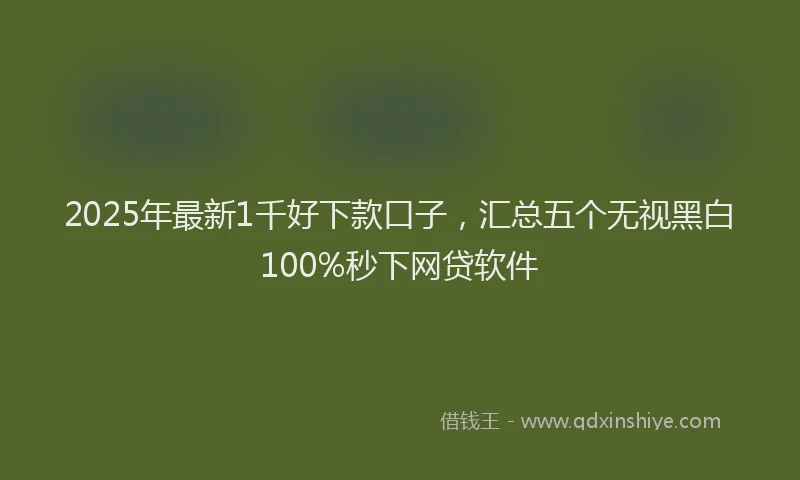 2025年最新1千好下款口子，汇总五个无视黑白100%秒下网贷软件