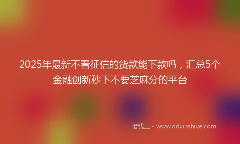 2025年最新不看征信的货款能下款吗，汇总5个金融创新秒下不要芝麻分的平台