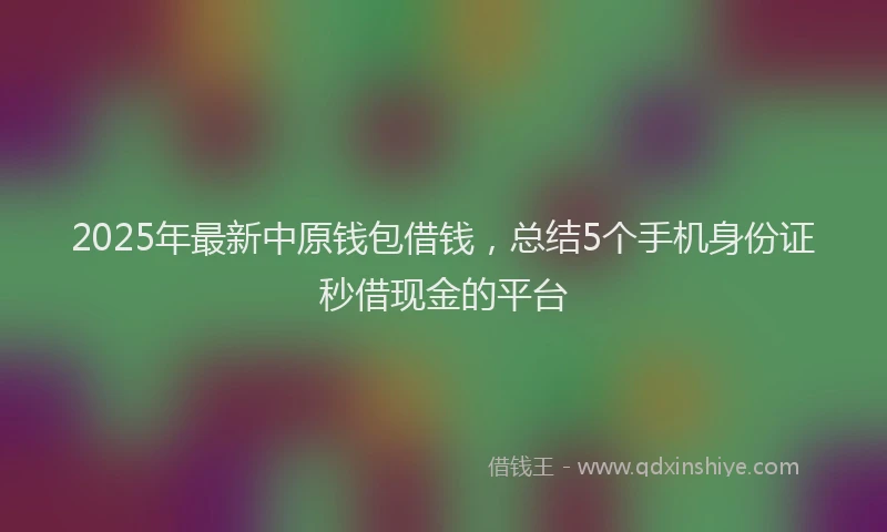 2025年最新中原钱包借钱，总结5个手机身份证秒借现金的平台