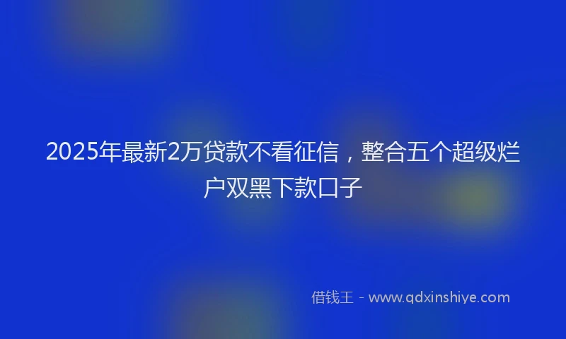 2025年最新2万贷款不看征信，整合五个超级烂户双黑下款口子