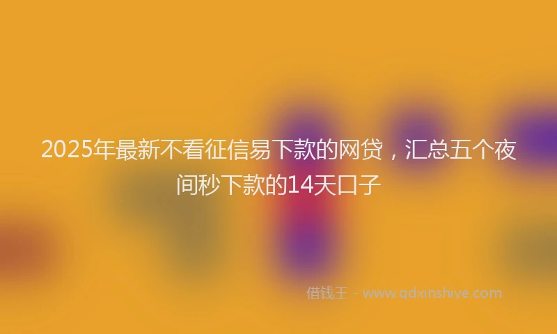 2025年最新不看征信易下款的网贷，汇总五个夜间秒下款的14天口子