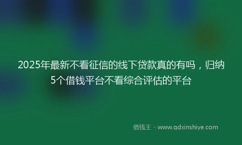 2025年最新不看征信的线下贷款真的有吗，归纳5个借钱平台不看综合评估的平台