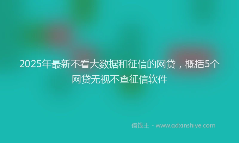 2025年最新不看大数据和征信的网贷，概括5个网贷无视不查征信软件