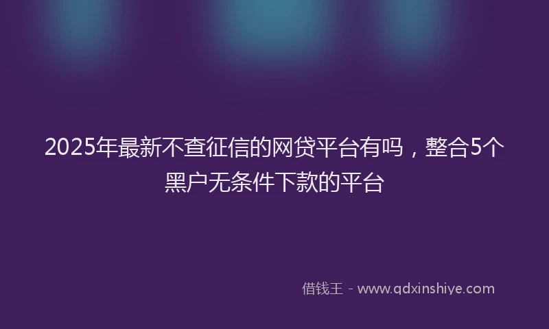 2025年最新不查征信的网贷平台有吗，整合5个黑户无条件下款的平台