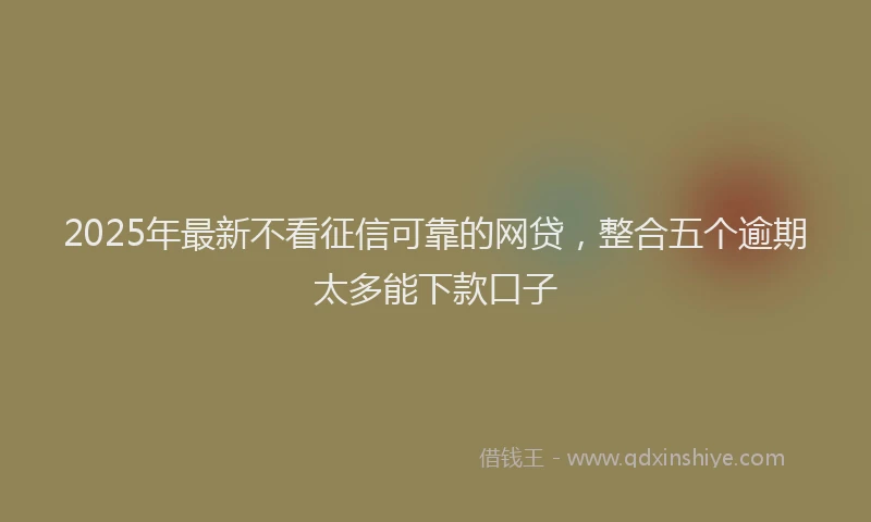 2025年最新不看征信可靠的网贷，整合五个逾期太多能下款口子