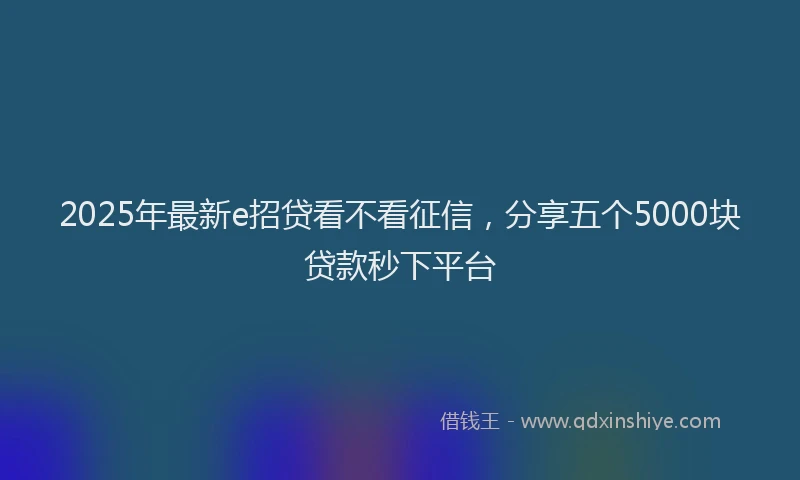 2025年最新e招贷看不看征信，分享五个5000块贷款秒下平台