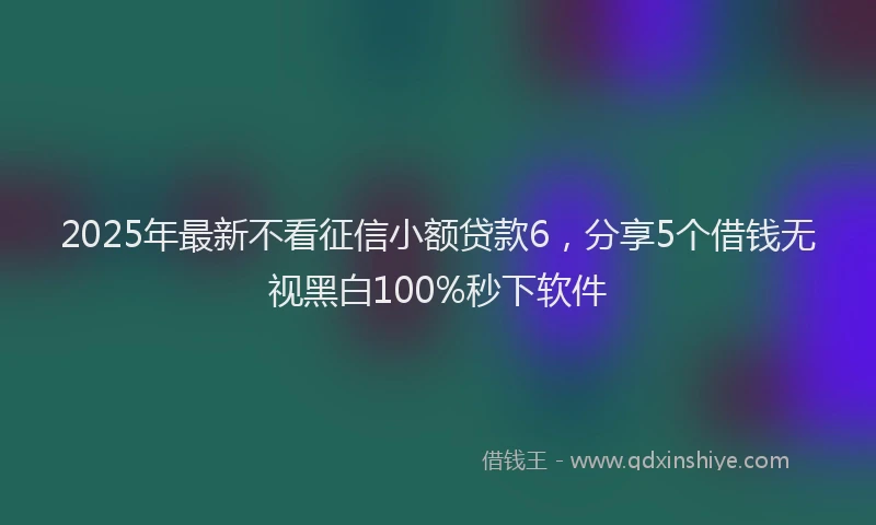 2025年最新不看征信小额贷款6，分享5个借钱无视黑白100%秒下软件