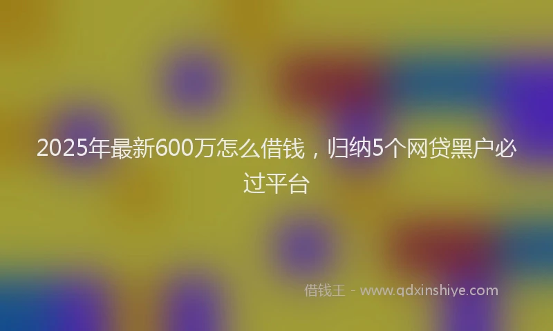 2025年最新600万怎么借钱，归纳5个网贷黑户必过平台
