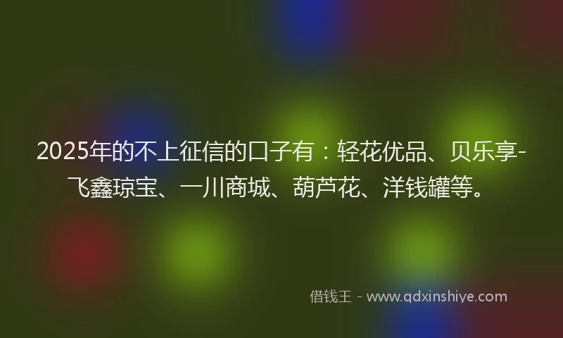 2025年的不上征信的口子有：轻花优品、贝乐享-飞鑫琼宝、一川商城、葫芦花、洋钱罐等。