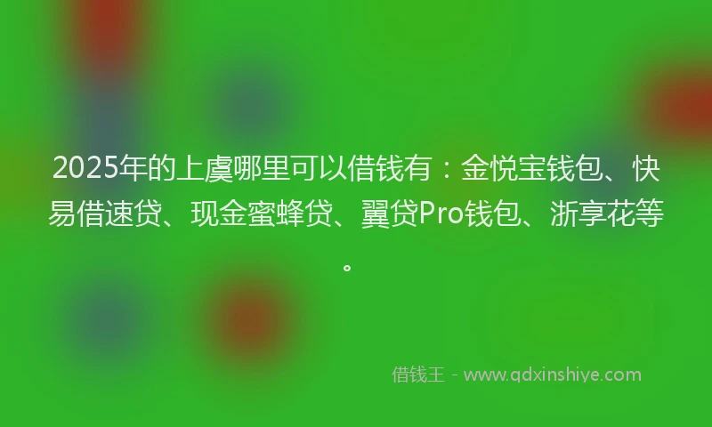 2025年的上虞哪里可以借钱有：金悦宝钱包、快易借速贷、现金蜜蜂贷、翼贷Pro钱包、浙享花等。