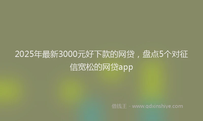 2025年最新3000元好下款的网贷，盘点5个对征信宽松的网贷app
