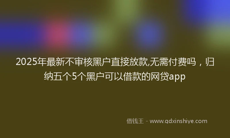 2025年最新不审核黑户直接放款,无需付费吗，归纳五个5个黑户可以借款的网贷app