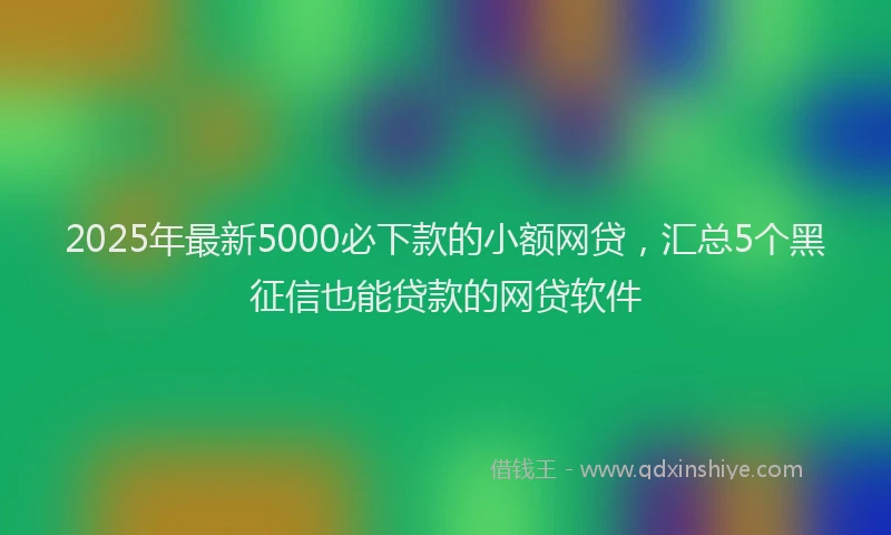 2025年最新5000必下款的小额网贷，汇总5个黑征信也能贷款的网贷软件